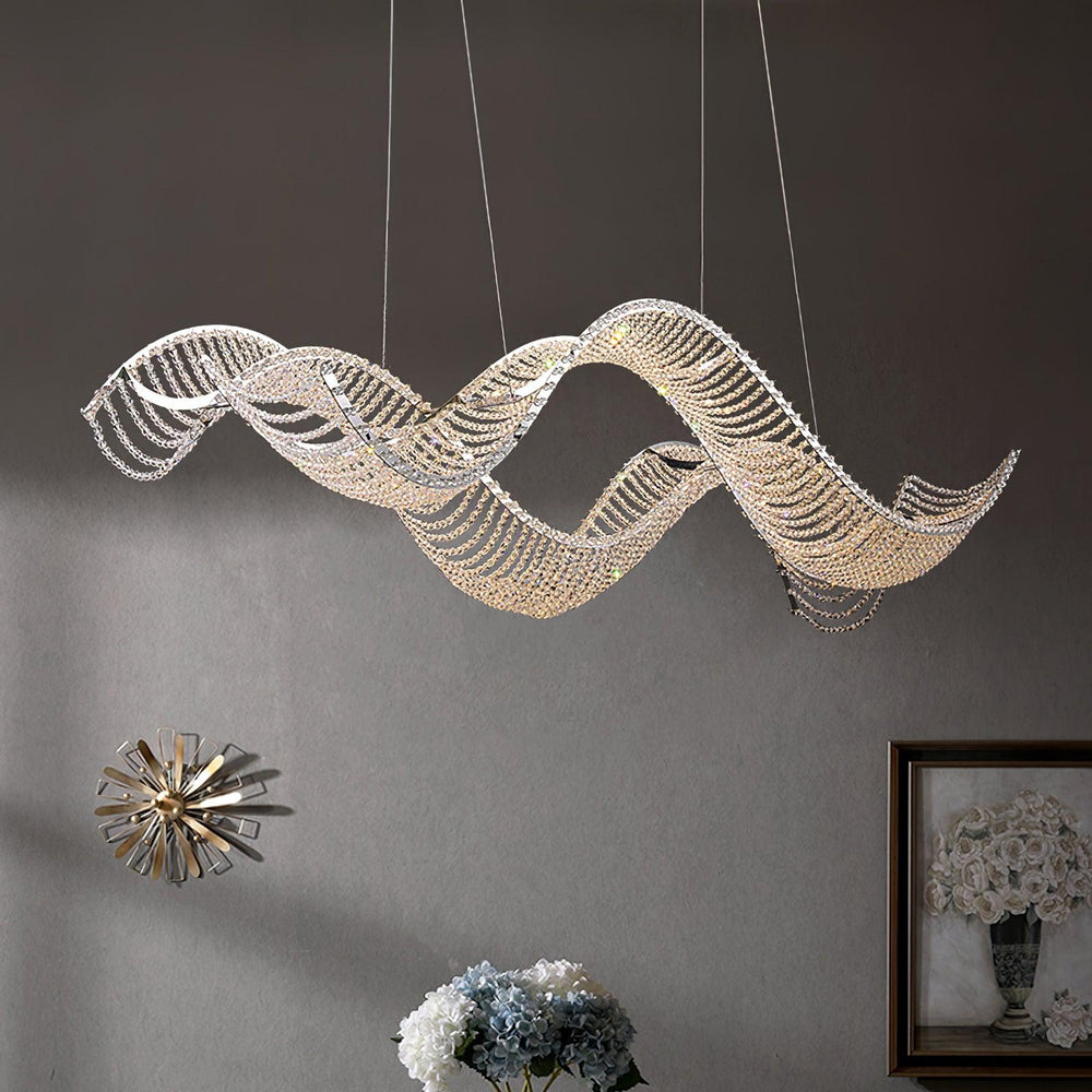 Wavy_Bead_Chandelier with crystal beads