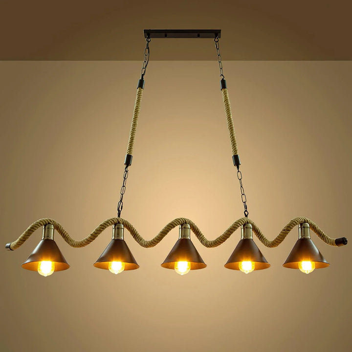 Wavy Hemp Rope Chandelier 10