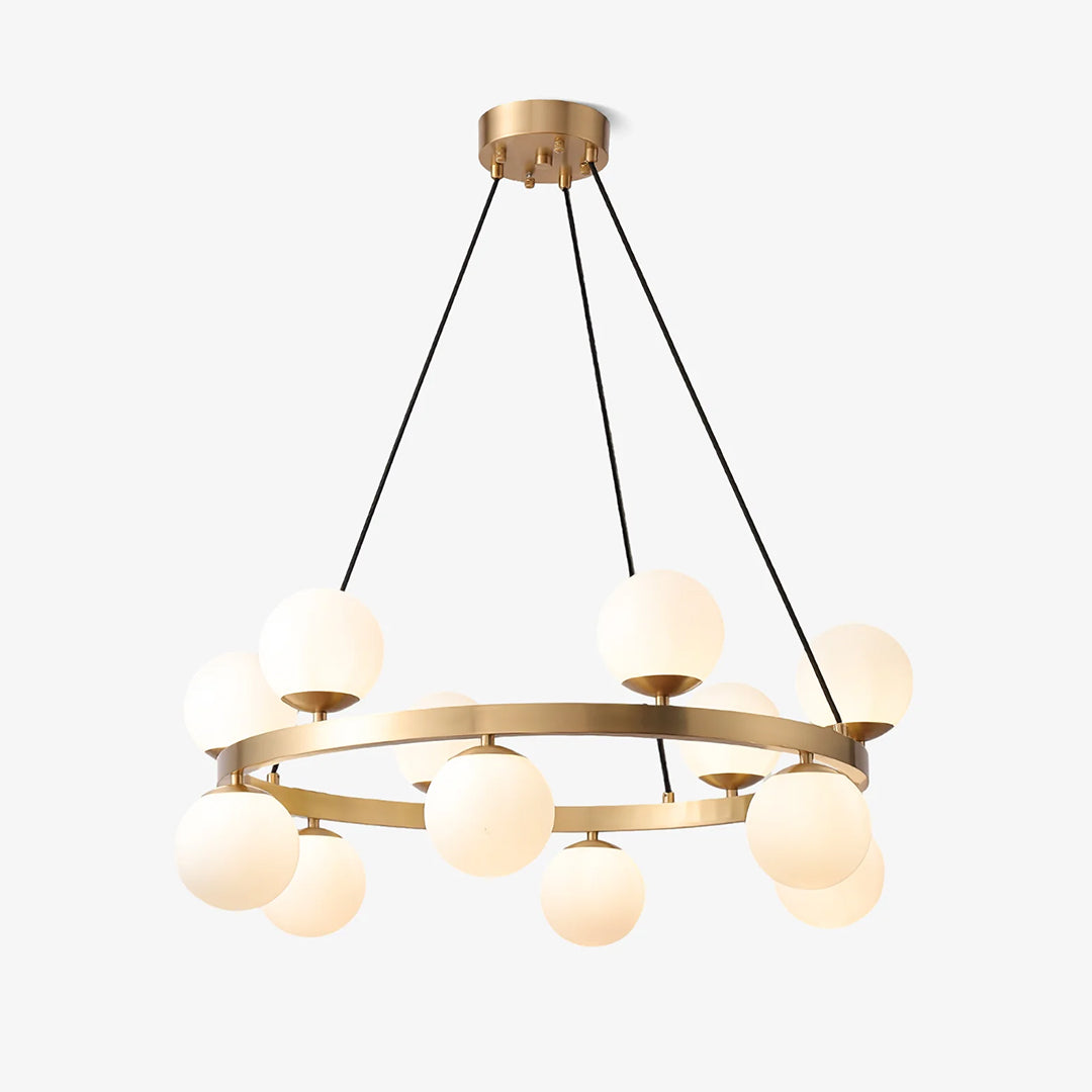 White Brass Ball Chandelier 2