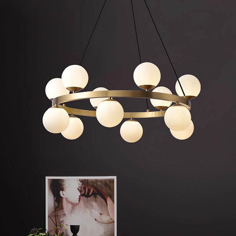 White Brass Ball Chandelier 9
