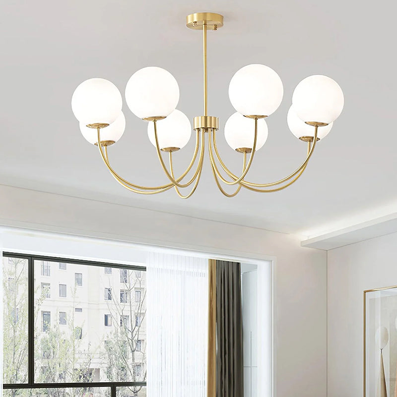 White Glass Orb Chandelier 115