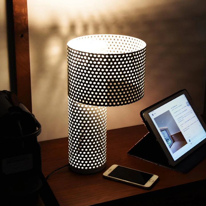 White Grid Table Lamp-16
