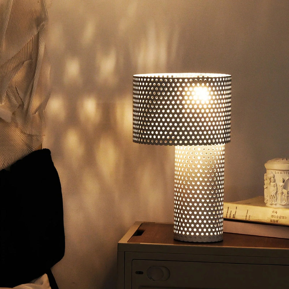White Grid Table Lamp-2