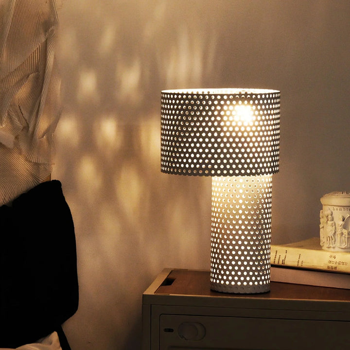 White Grid Table Lamp-2