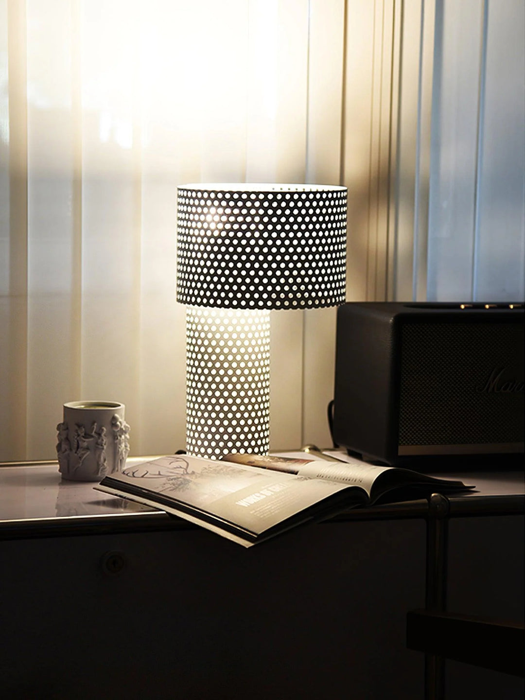 White Grid Table Lamp-23