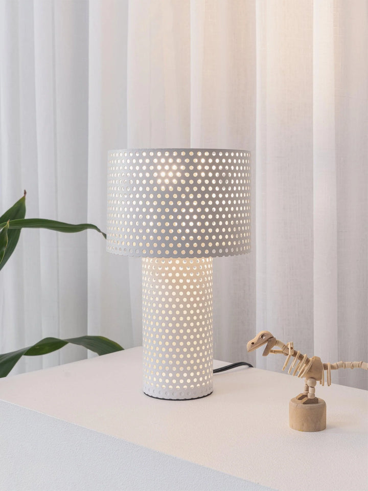 White Grid Table Lamp-3