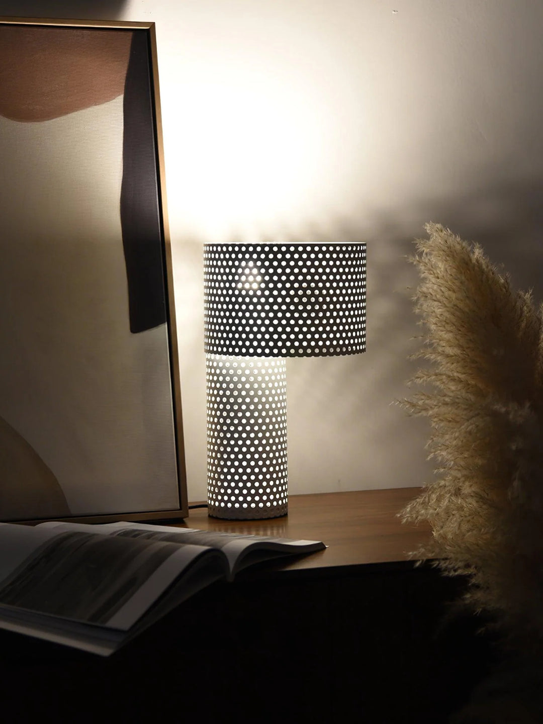 White Grid Table Lamp-5