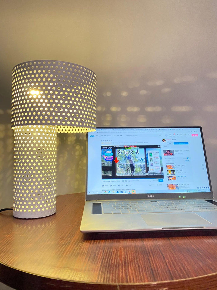 White Grid Table Lamp-7