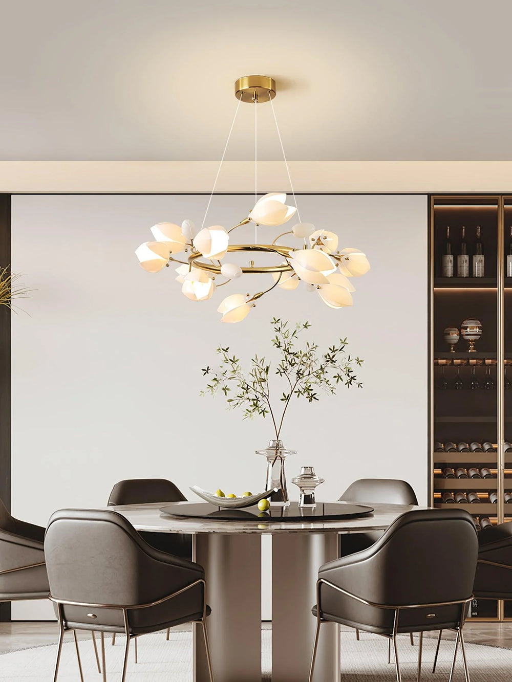 White Porcelain Magnolia Chandelier 1