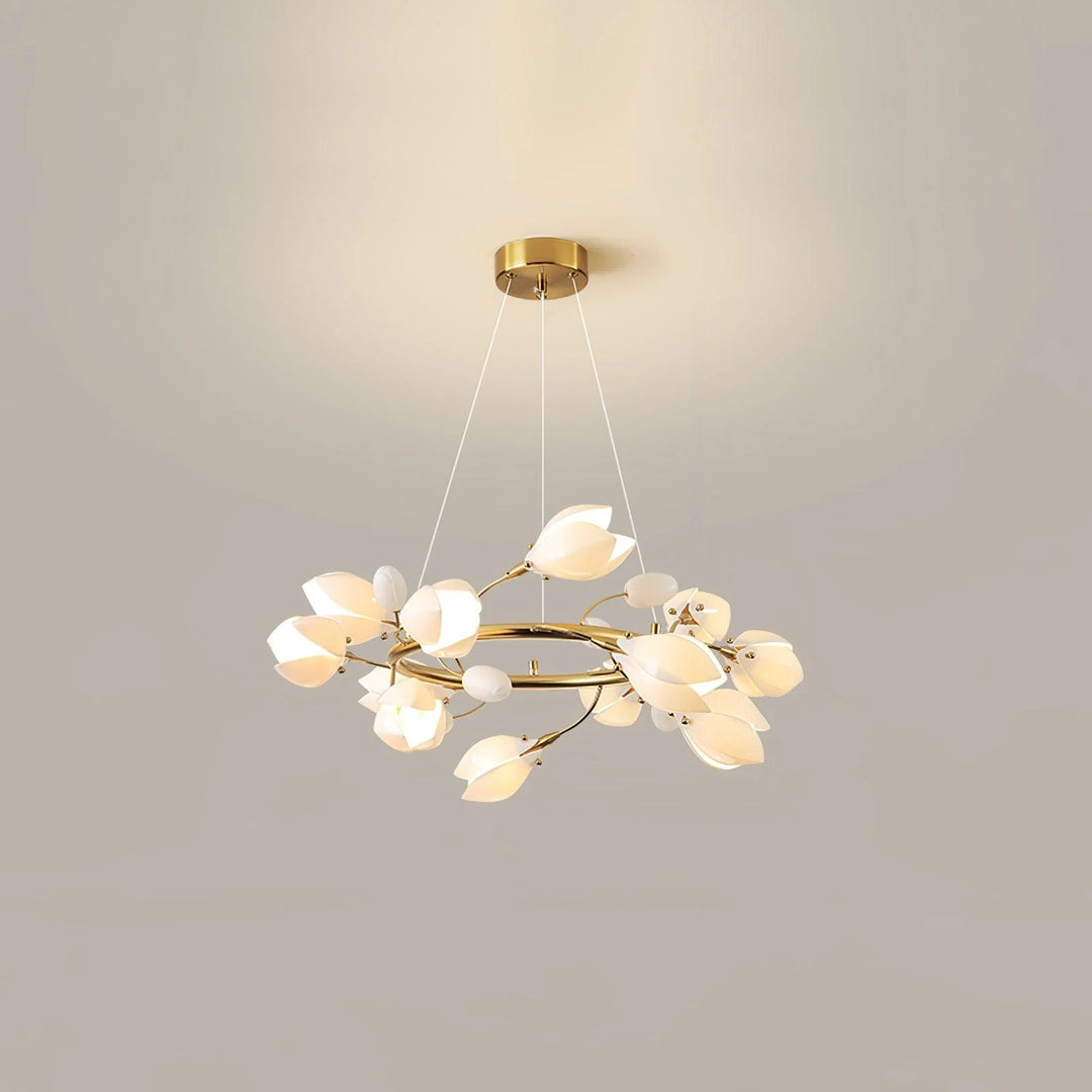 White Porcelain Magnolia Chandelier 17