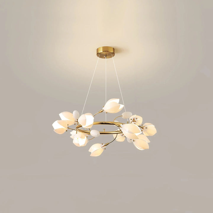 White Porcelain Magnolia Chandelier 17