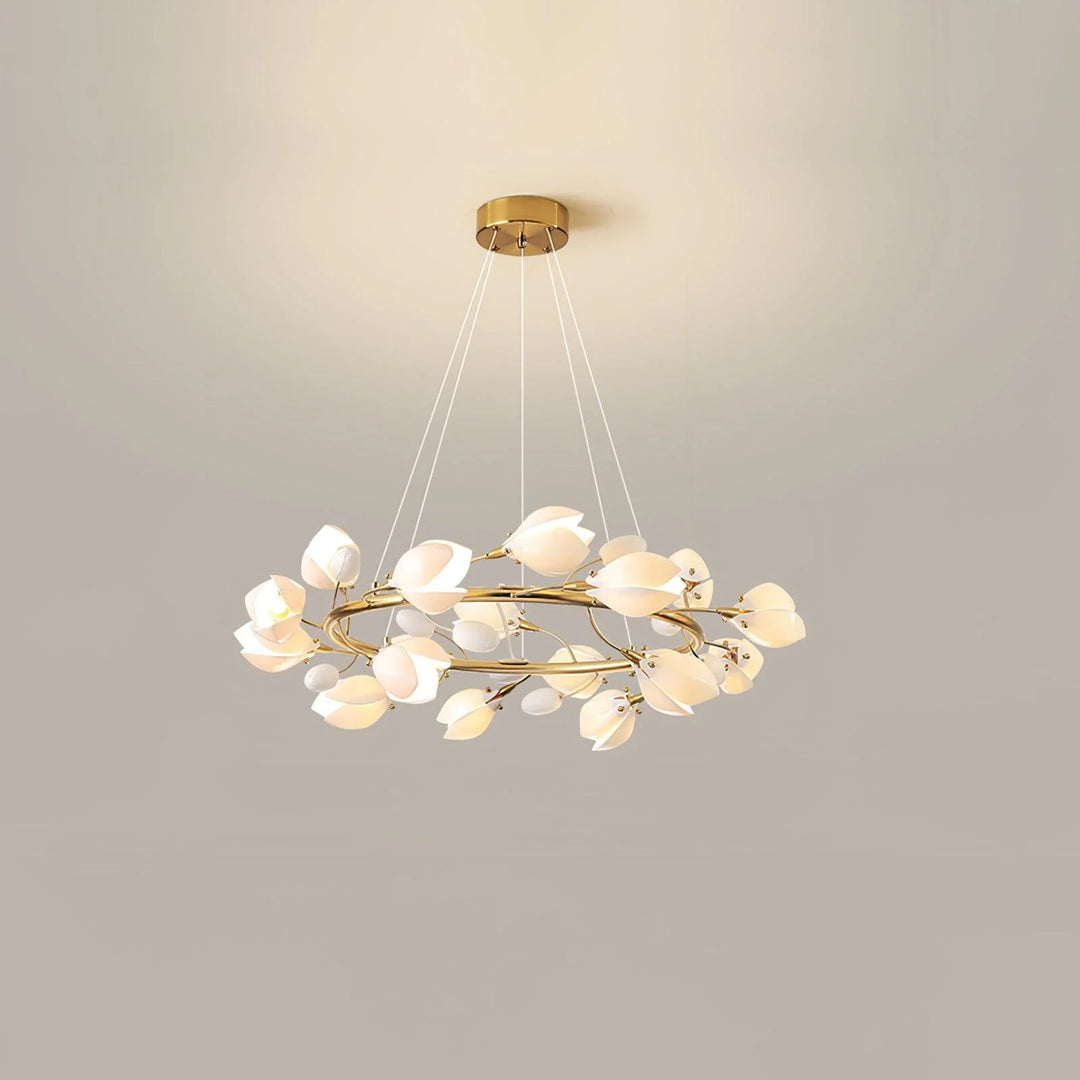 White Porcelain Magnolia Chandelier 18