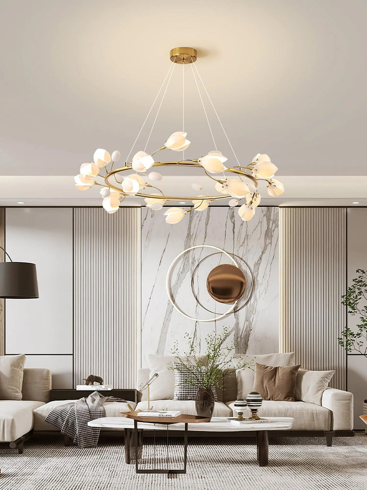 White Porcelain Magnolia Chandelier 5