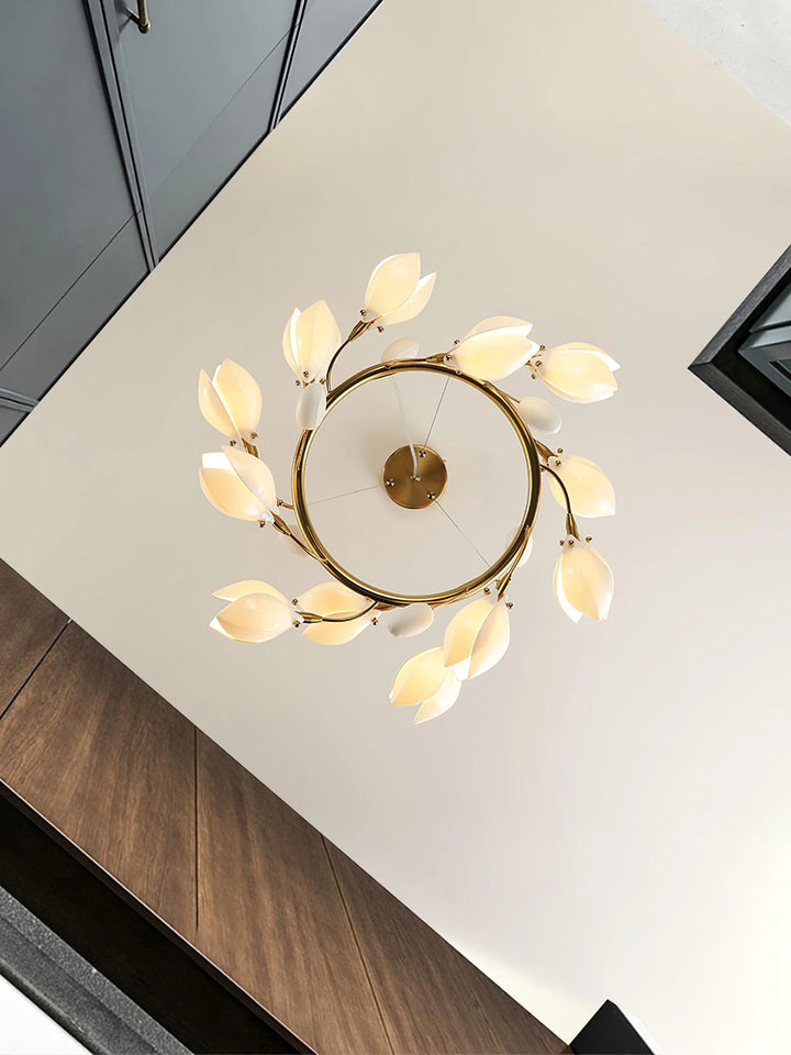 White Porcelain Magnolia Chandelier 7