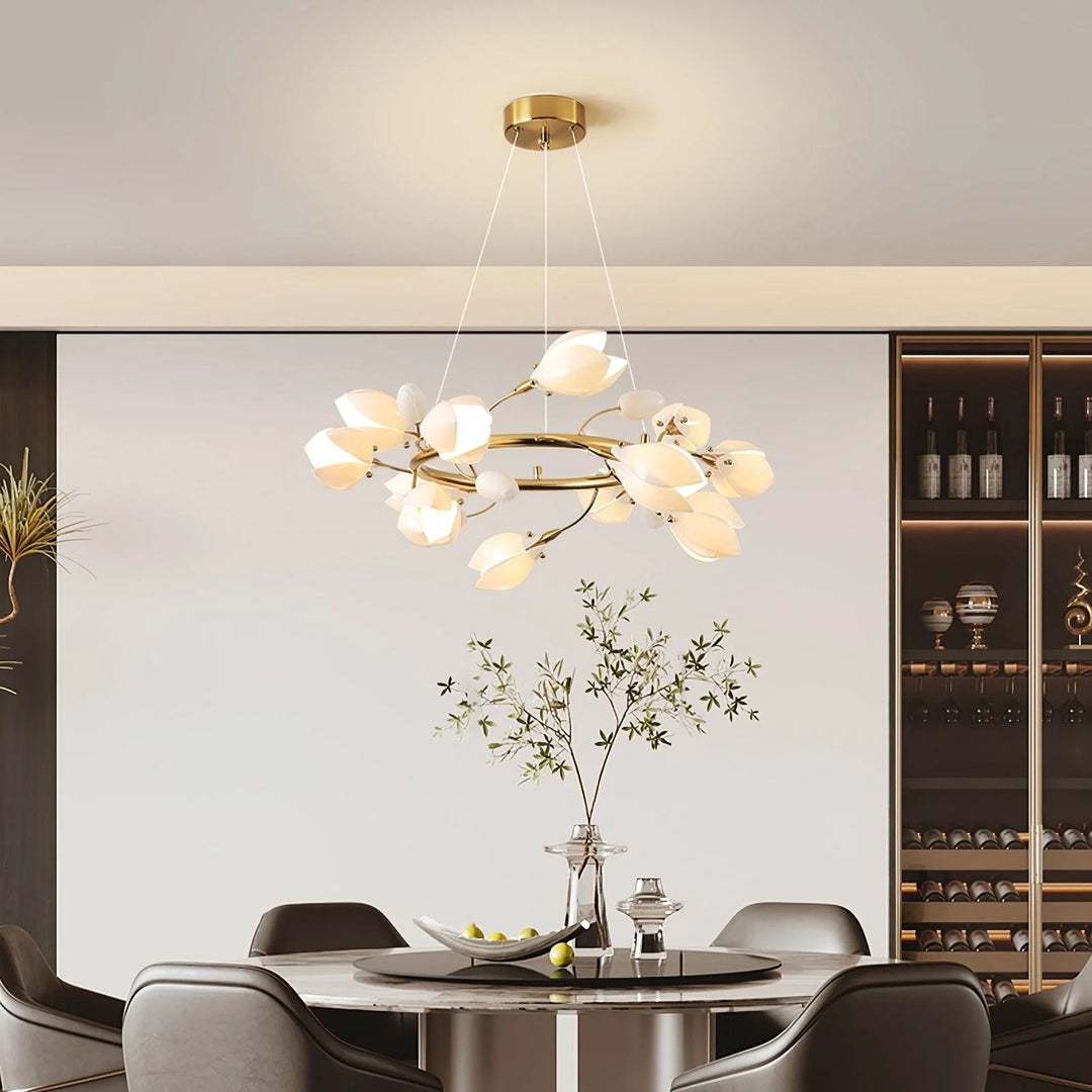 White Porcelain Magnolia Chandelier 9