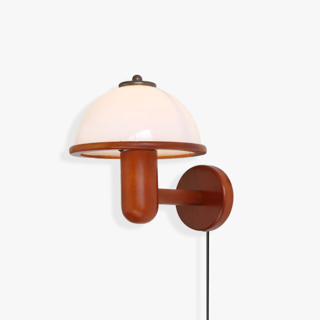 Wood Mushroom Wall Lamp