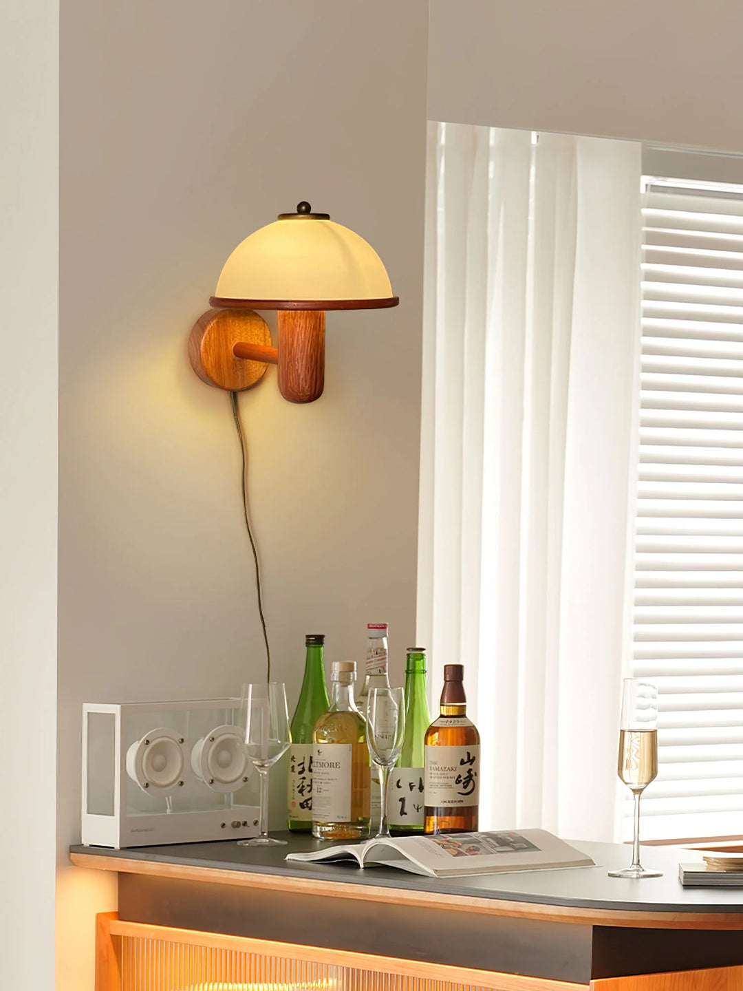 Wood Mushroom Wall Lamp in kitchen