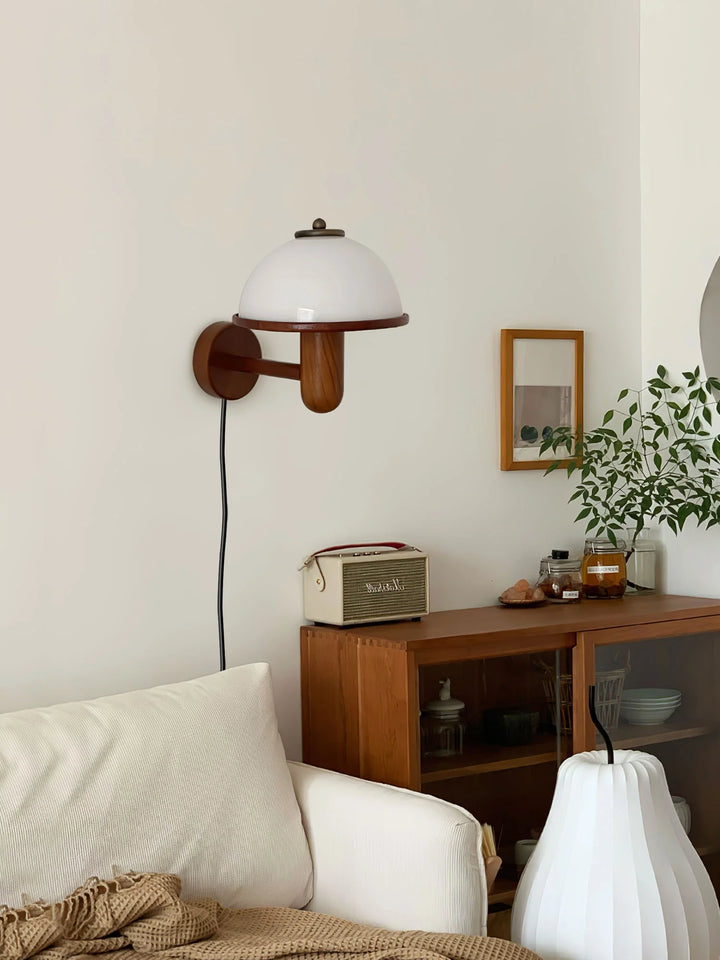 Wood Mushroom Wall Lamp in living room