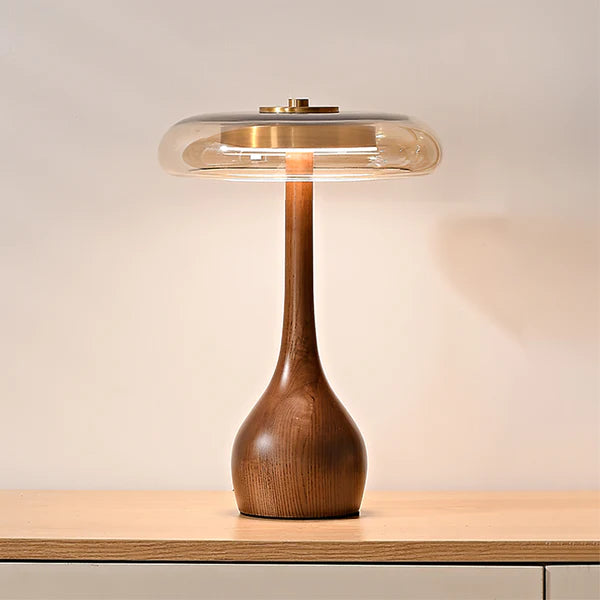 Lampe de table bouteille en bois