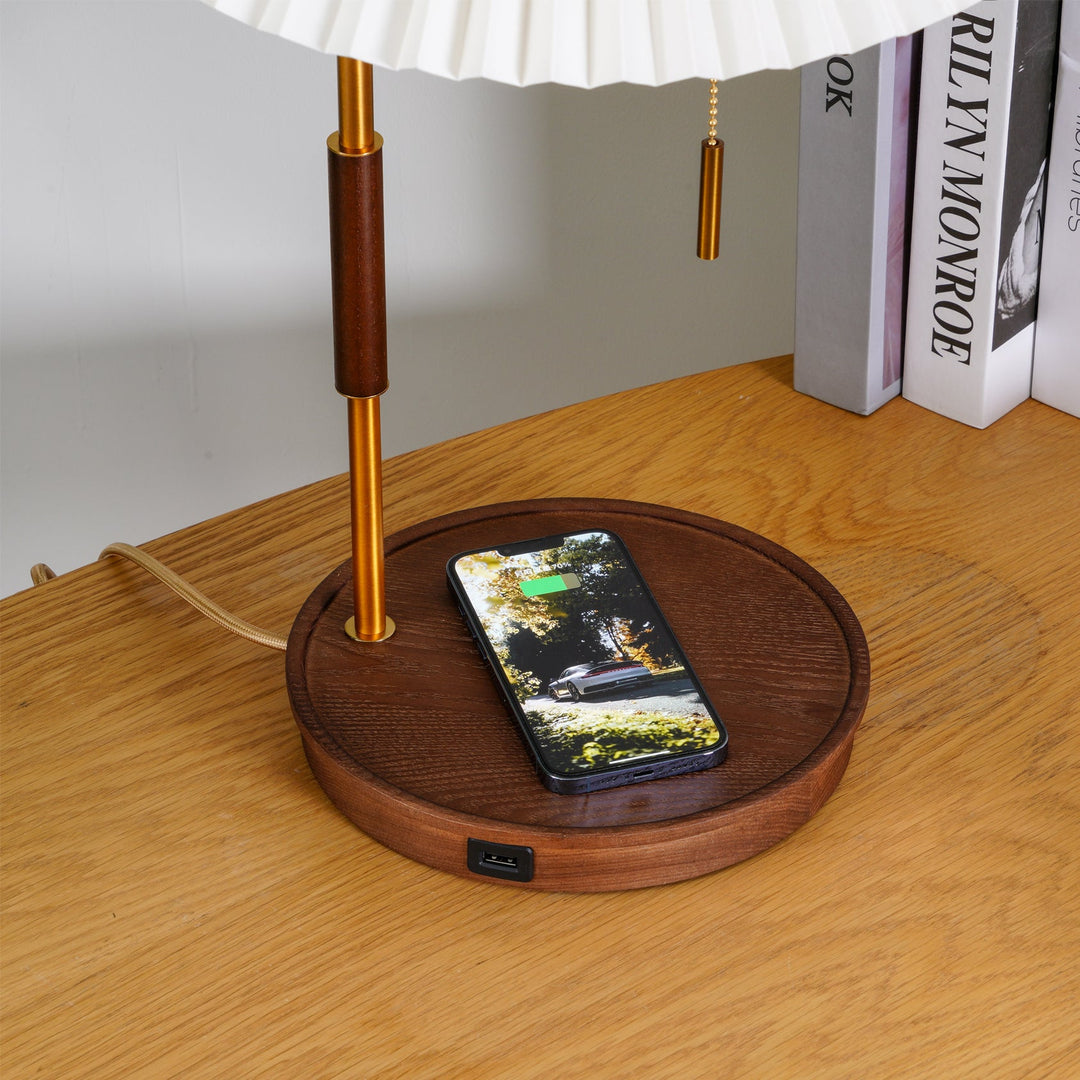 Wooden_Retro_Table_Lamp_with recharging base